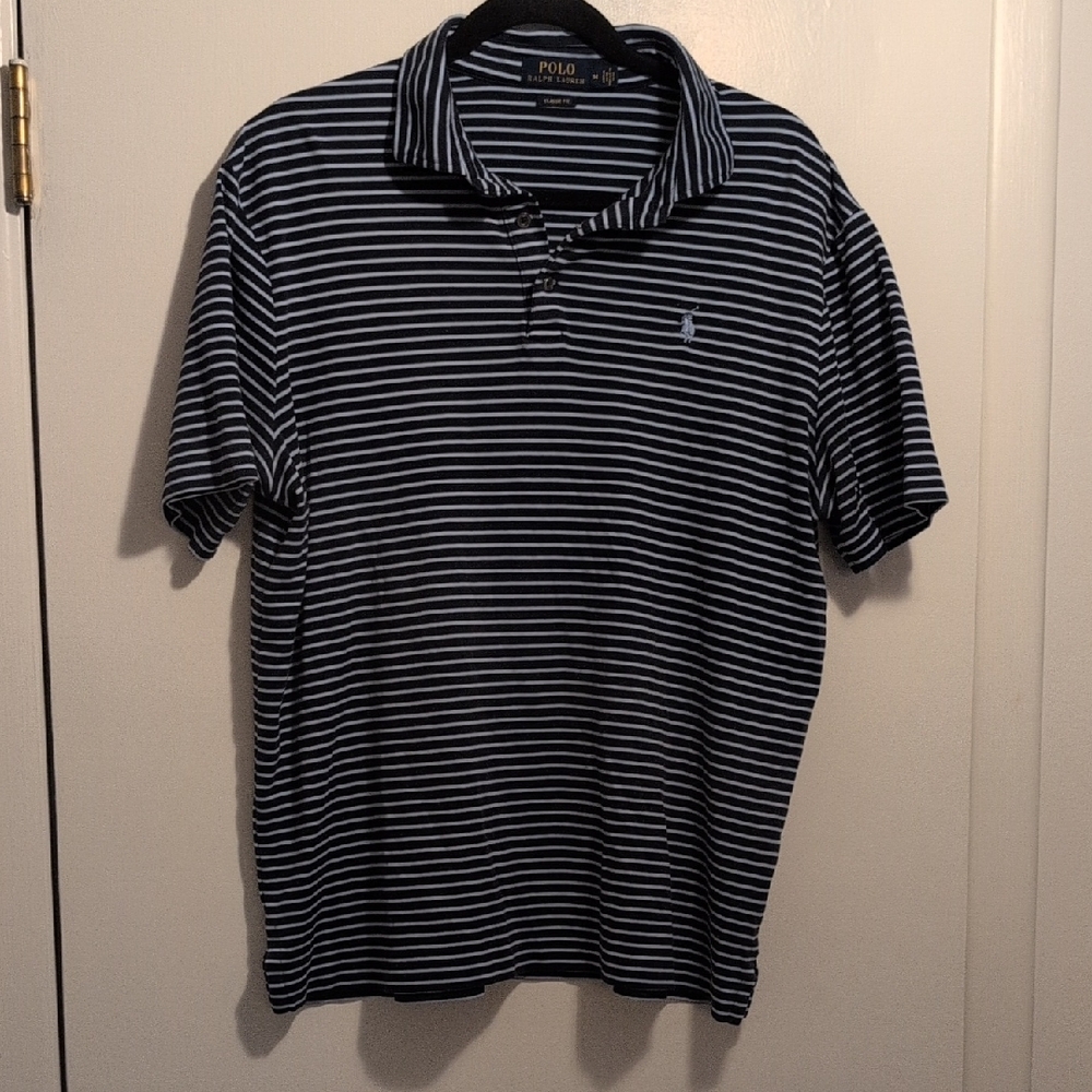Polo by Ralph Lauren Men's Black and White Striped Polo